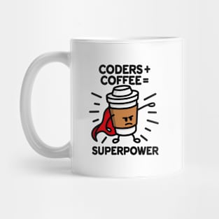 Coders + coffee = superpower (superhero) dark Mug